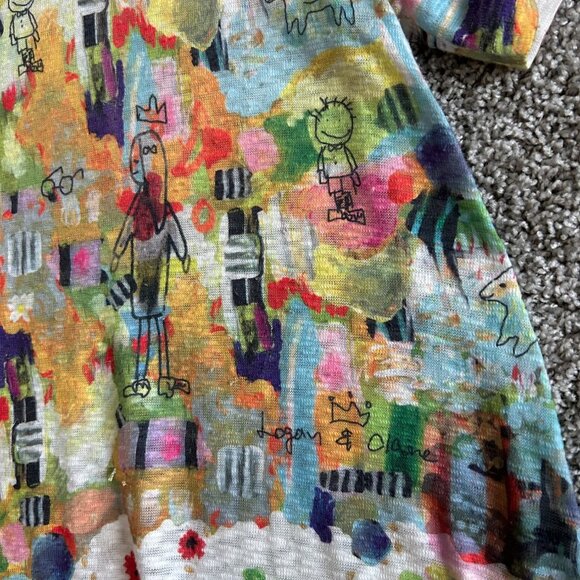 Top Ligne Womens Sz L Colorful artistic Abstract Print Asymmetrical Hem - Picture 10 of 13